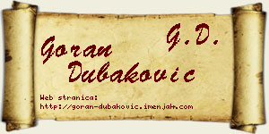 Goran Dubaković vizit kartica